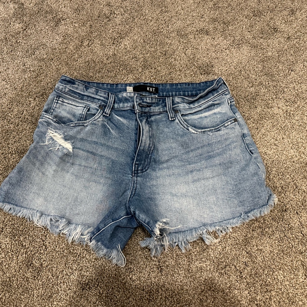 Kut from the Kloth Distressed Light Blue Jean Shorts